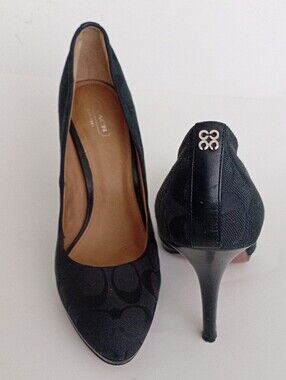 Coach Black Signature Canvas Pointed-Toe Heels Size 10B
